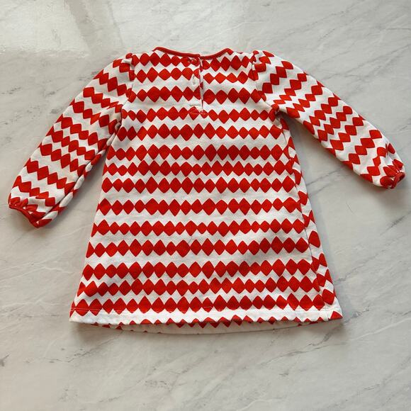 Gymboree 2t Girls Dress Long Sleeve Mod Geometric print w/Bow red white cotton - Picture 6 of 8